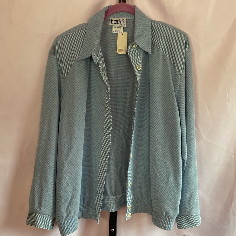 Teddi Vintage Blue Long Sleeve Shirt, Medium NWT